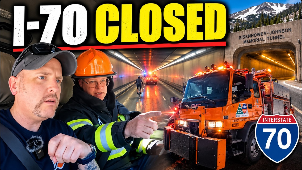 I-70 Closed video thumbnail showing Eric Hurst, a tunnel responder, and a CDOT truck