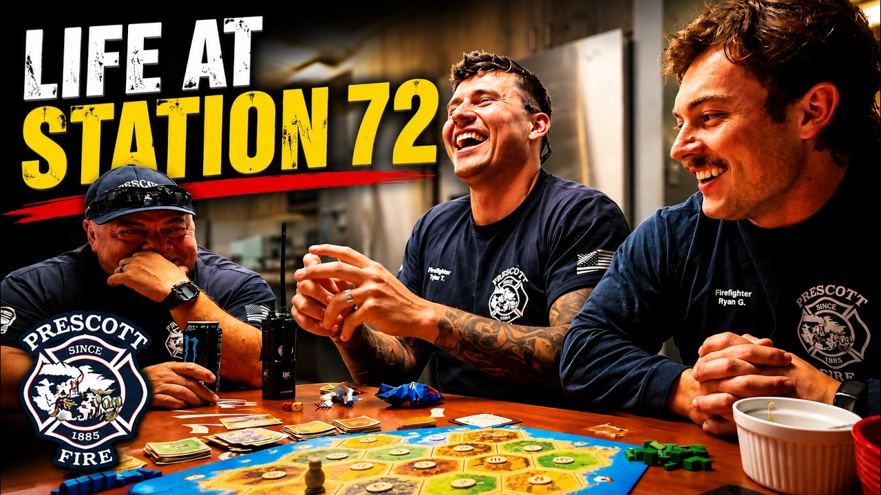 Prescott Fire Station 72 video thumbnail showing three firefighters at the station